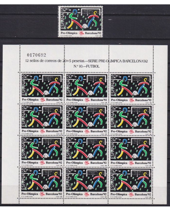 F-EX51086 SPAIN ESPAÑA MNH 1989 OLYMPIC BARCELONA MINISHEET Nº10 SOCCER FOOTBALL.