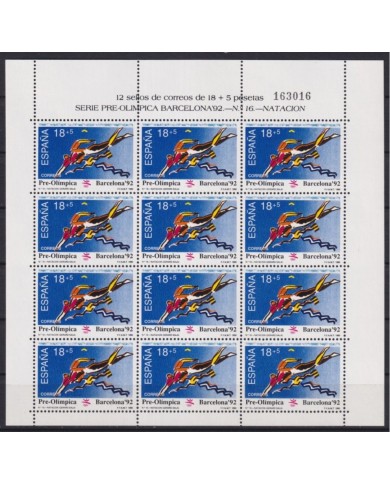 F-EX51087 SPAIN MNH 1990 OLYMPIC BARCELONA MINISHEET Nº16 SWIMING NATACION.