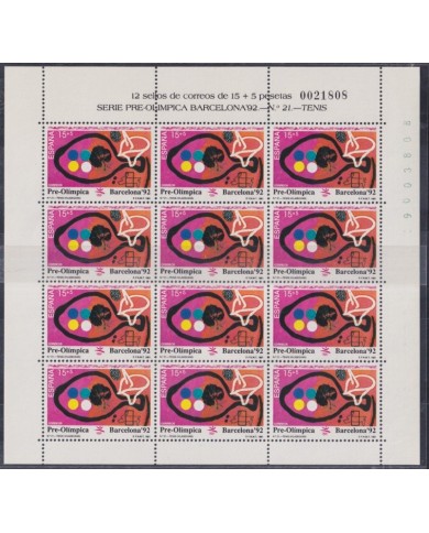 F-EX51090 SPAIN ESPAÑA MNH 1991 OLYMPIC GAMES BARCELONA TENNIS SHEET.