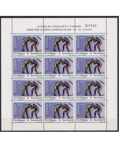 F-EX51092 SPAIN MNH 1990 OLYMPIC BARCELONA MINISHEET Nº15 LUCHA FIGHTING.