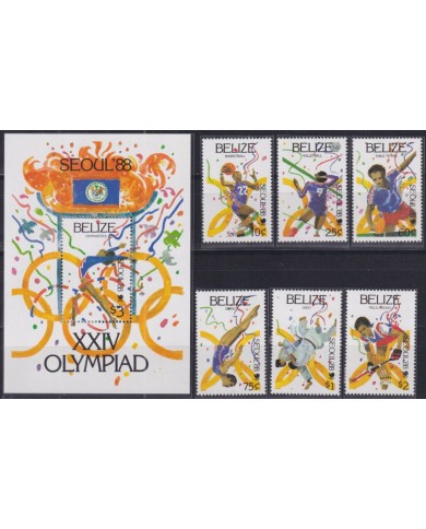 F-EX52026 BELIZE MNH 1988 SEOUL OLYMPIC GAMES ATHLETISM JUDO HOCKEY BASKET.