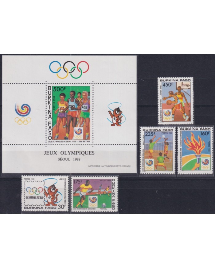 F-EX52104 BURKINA FASO MNH 1988 SEOUL OLYMPIC GAMES ATHLETISM JUDO HOCKEY BASKET.