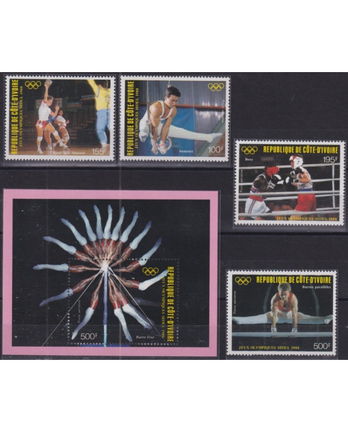 F-EX52036 YVORY COAST MNH 1988 SEOUL OLYMPIC GAMES ATHLETISM BOXING BASKET.
