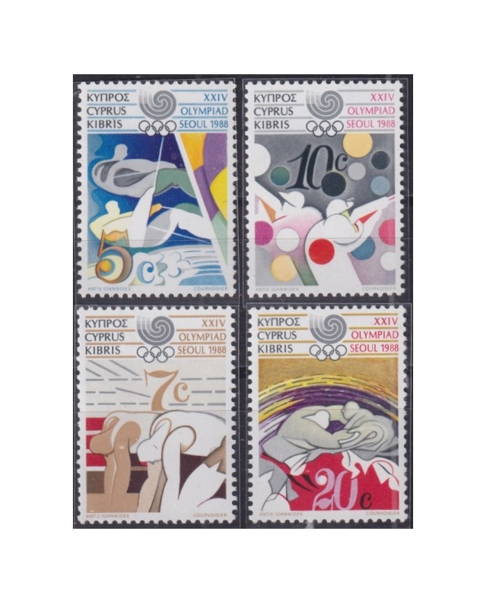 F-EX52043 CYPRUS MNH 1988 SEOUL OLYMPIC GAMES ATHLETISM CYCLING SAILING SHUTTING.