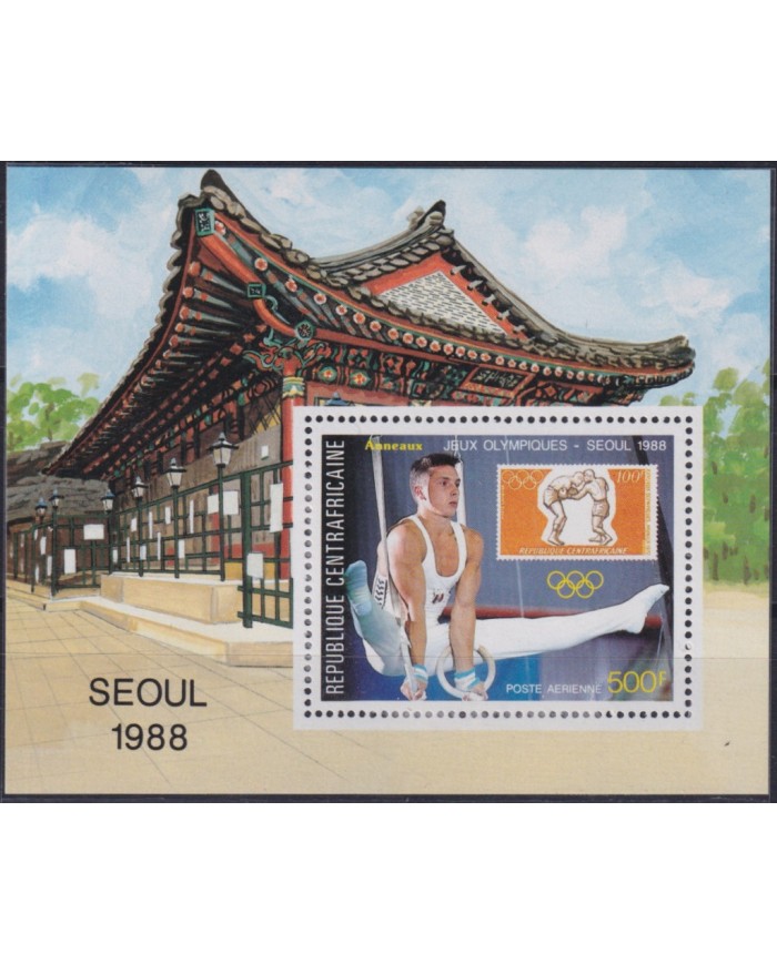 F-EX52153 CENTRAL AFRICA MNH 1988 SEOUL OLYMPIC GAMES ARCHICTURE ATHLETISM.