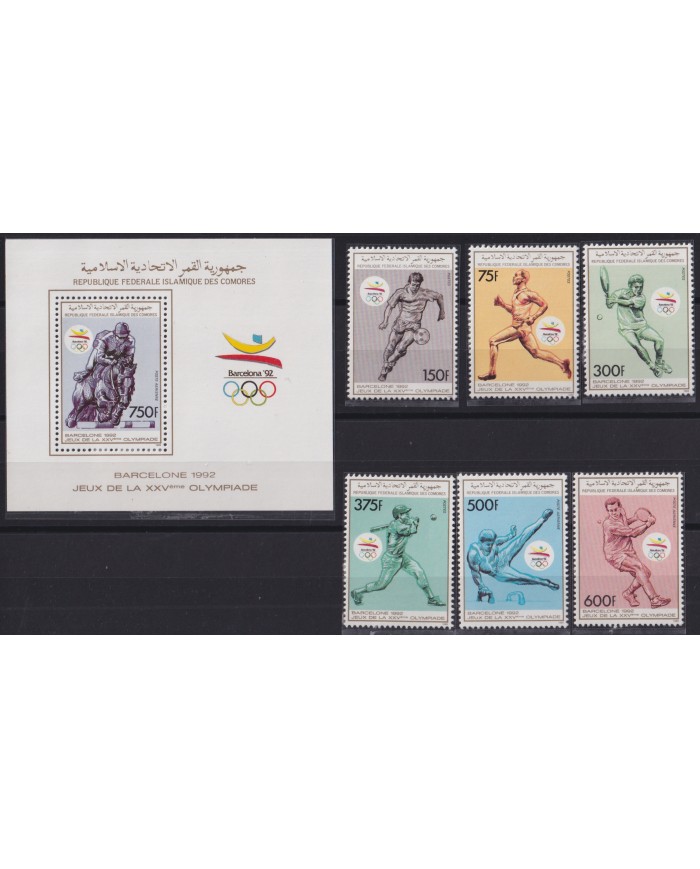 F-EX52159 COMORES MNH 1989 OLYMPIC BARCELONA ATHLETISM SOCCER BASEBALL TENNIS.