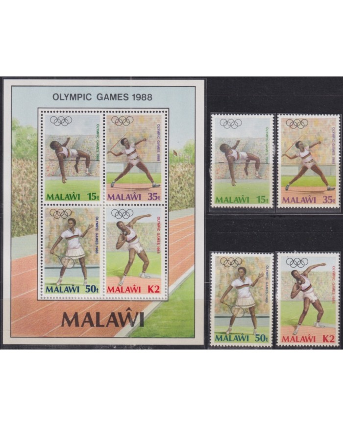 F-EX52073 MALAWI MNH 1988 SEOUL OLYMPIC GAMES ATHLETISM TENNIS JAVALIN.