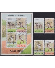 F-EX52073 MALAWI MNH 1988 SEOUL OLYMPIC GAMES ATHLETISM TENNIS JAVALIN.