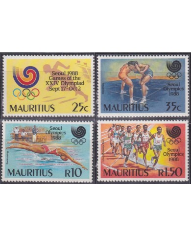 F-EX52077 MAURITIUS MNH 1988 SEOUL OLYMPIC GAMES ATHLETISM SWIMMING.