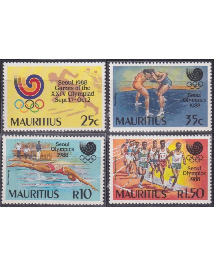 F-EX52077 MAURITIUS MNH 1988 SEOUL OLYMPIC GAMES ATHLETISM SWIMMING.