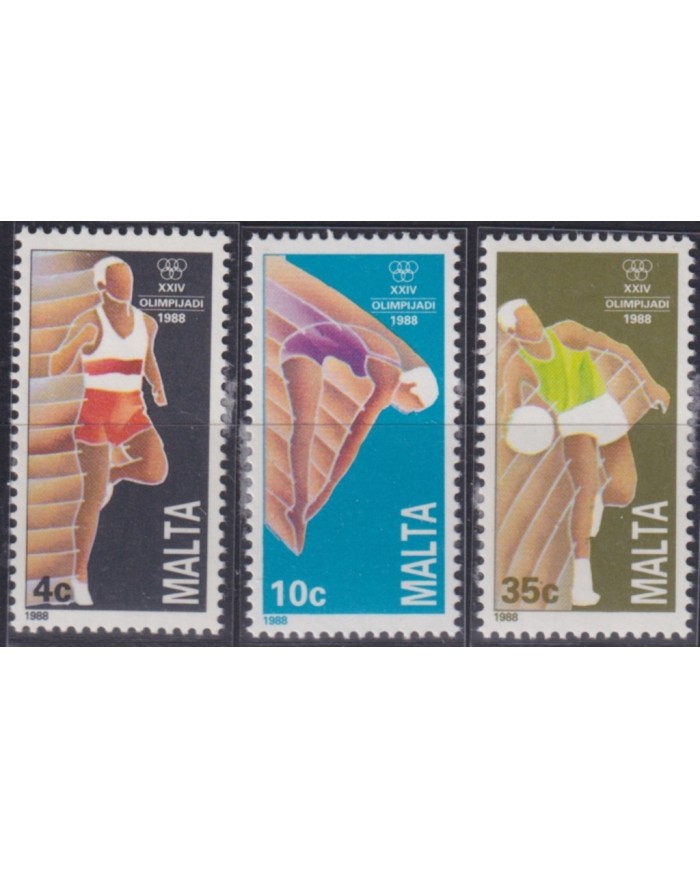F-EX52081 MALTA MNH 1988 SEOUL OLYMPIC GAMES ATHLETISM SWIMMING BASKET.