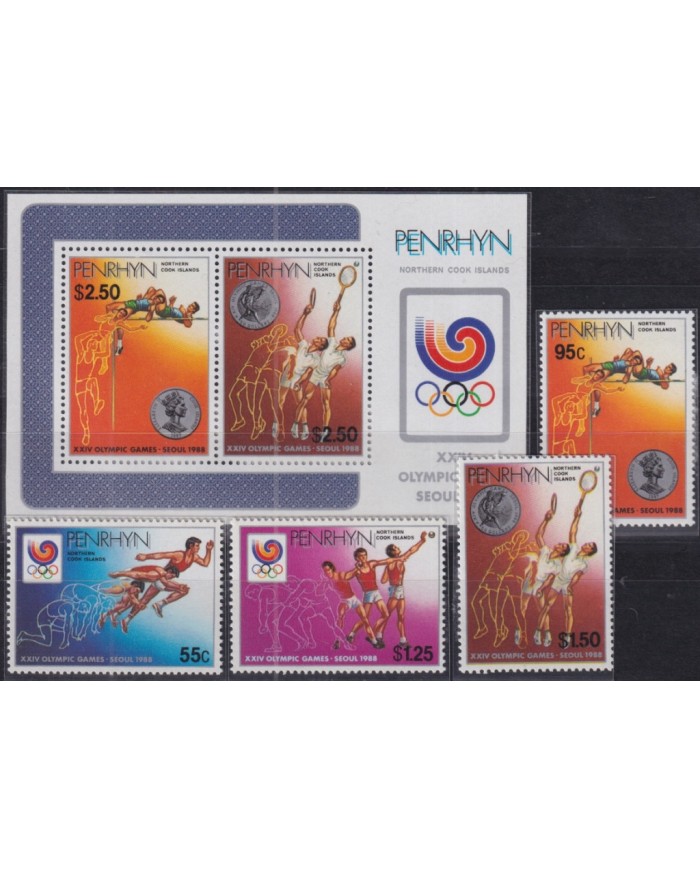 F-EX52095 PENRHYN MNH 1988 SEOUL OLYMPIC GAMES ATHLETISM TENNIS