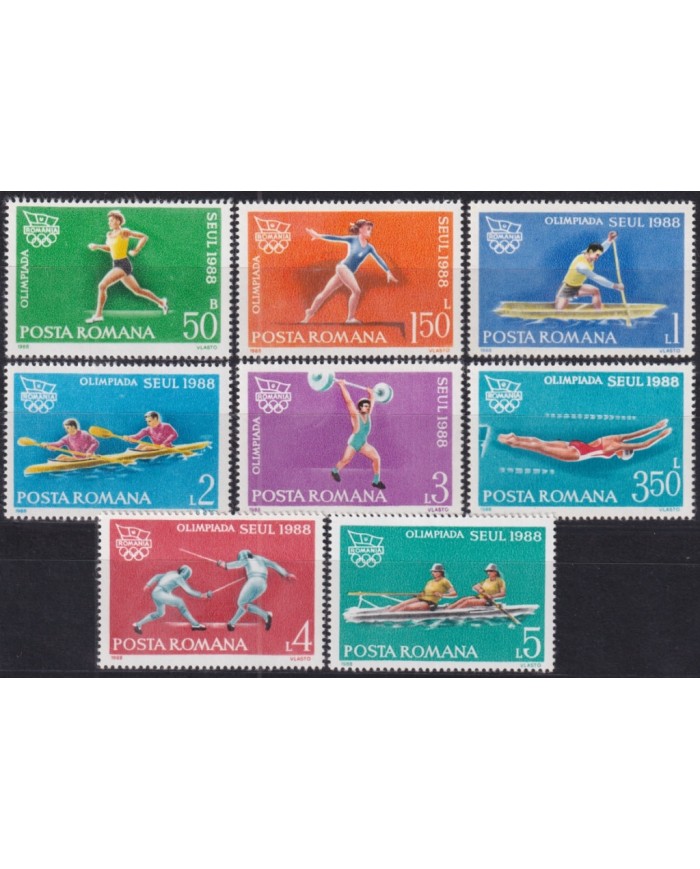 F-EX52098 RUMANIA MNH 1988 SEOUL OLYMPIC GAMES ATHLETISM SWIMMING BOXING FENCING RUNNING