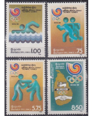 F-EX52125 SRI LANKA MNH 1988 SEOUL OLYMPIC GAMES ATHLETISM BOXING SWIMMING.