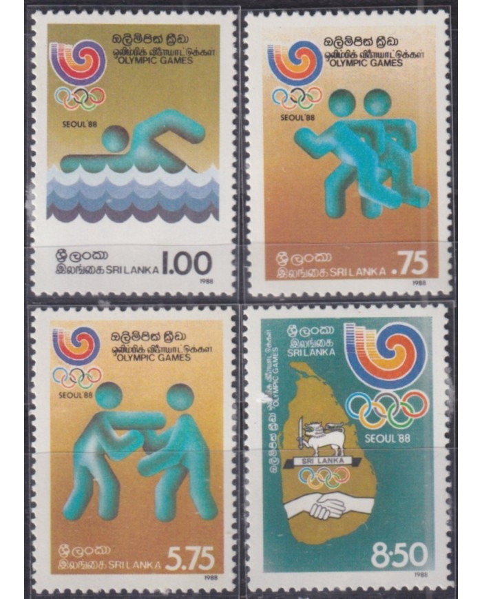 F-EX52125 SRI LANKA MNH 1988 SEOUL OLYMPIC GAMES ATHLETISM BOXING SWIMMING.