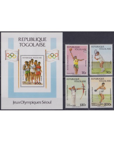 F-EX52134 TOGO MNH 1988 SEOUL OLYMPIC GAMES ATHLETISM BOXING ARCHERY TENNIS.