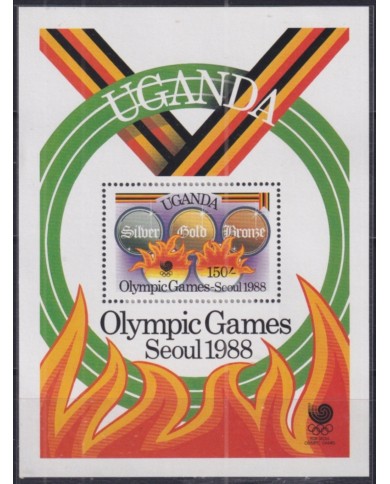 F-EX52141 UGANDA MNH 1988 SEOUL OLYMPIC GAMES MEDAL.