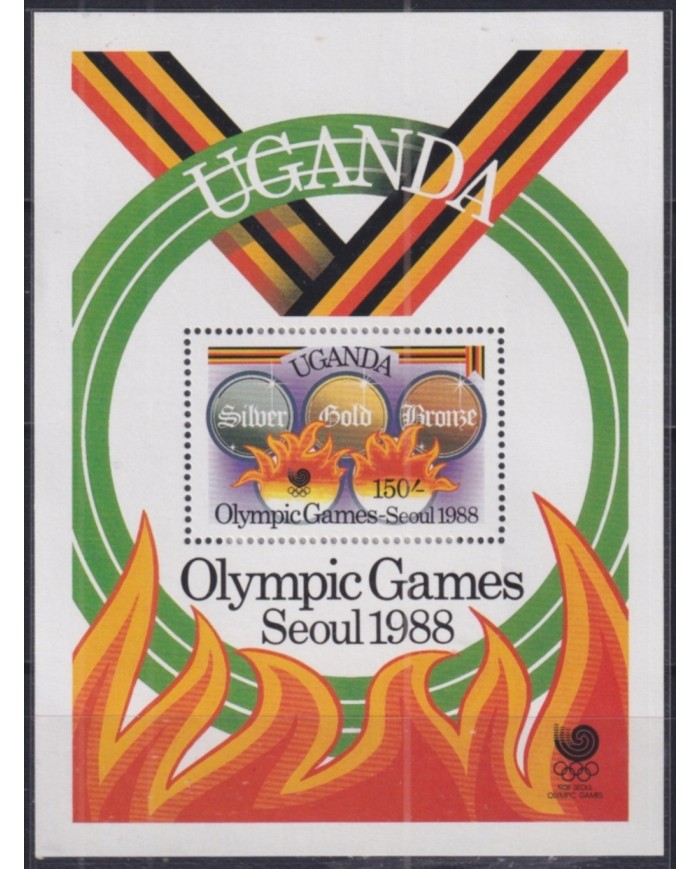 F-EX52141 UGANDA MNH 1988 SEOUL OLYMPIC GAMES MEDAL.