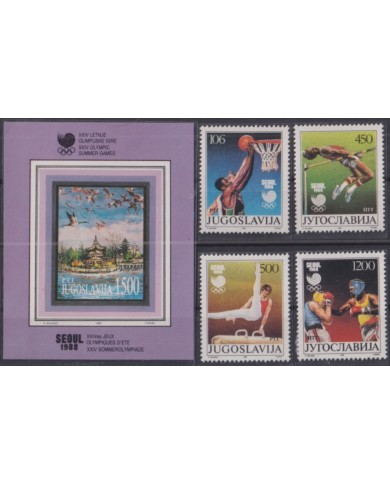 F-EX52143 YUGOSLAVIA MNH 1988 SEOUL OLYMPIC GAMES ATHLETISM BOXING BASKET.