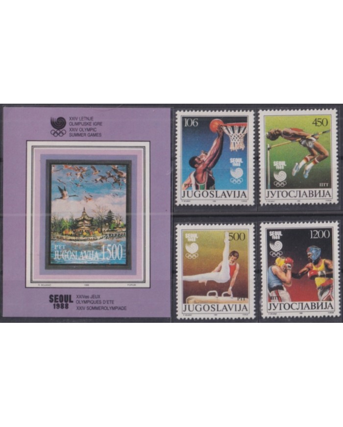 F-EX52143 YUGOSLAVIA MNH 1988 SEOUL OLYMPIC GAMES ATHLETISM BOXING BASKET.