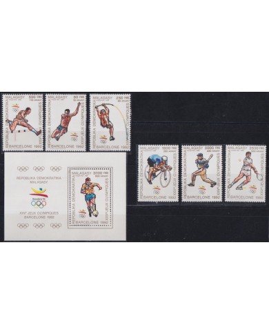 F-EX52193 MADAGASCAR MNH 1989 OLYMPIC GAMES BARCELONA ATHLETISM CYCLING TENNIS.
