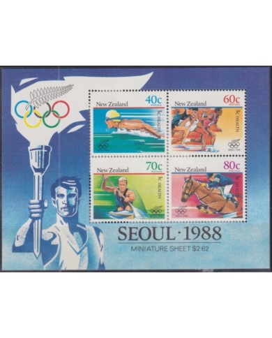 F-EX52093 NEW ZEALAND MNH 1988 SEOUL OLYMPIC GAMES ATHLETISM SWIMMING EQUESTRIAN.