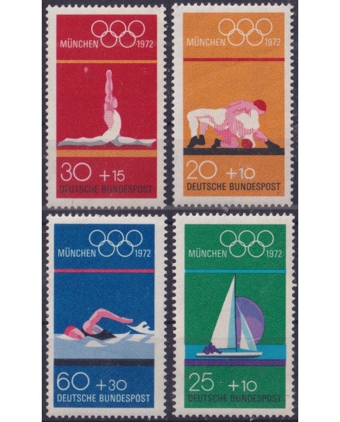 F-EX50779 GERMANY MNH 1972 OLYMPIC GAMES MUNICH ATHLETISM SAILING SWIMMING.