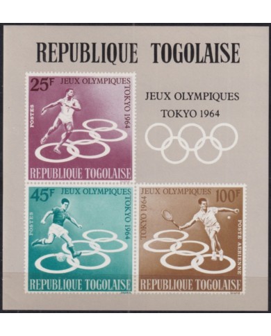 F-EX50502 TOGO MNH 1964 SHEET SUMMER OLYMPIC GAMES TOKYO SOCCER TENNIS.