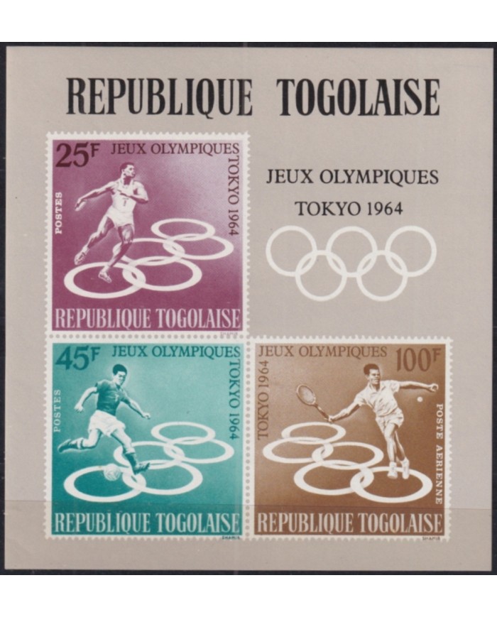 F-EX50502 TOGO MNH 1964 SHEET SUMMER OLYMPIC GAMES TOKYO SOCCER TENNIS.