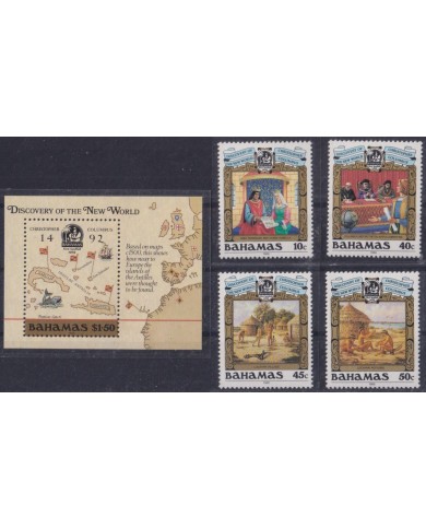 F-EX52234 BAHAMAS MNH 1988 DISCOVERY COLUMBUS DESCUBRIMIENTO INDIAN SHIP COLON.