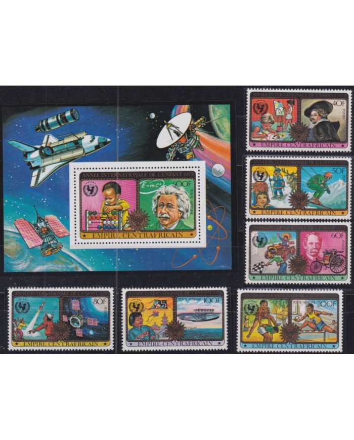 F-EX50455 CENTRAL AFRICA MNH 1979 CHILD YEAR UNICEF EINSTEIN REMBRANTD OLYMPIC GAMES.