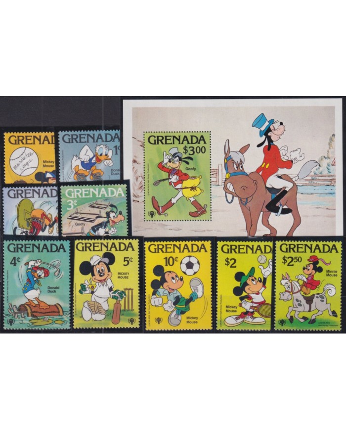 F-EX50459 GRENADA MNH 1979 CHILD YEAR UNICEF DISNEY MICKEY MOUSE SPORT DONALD.