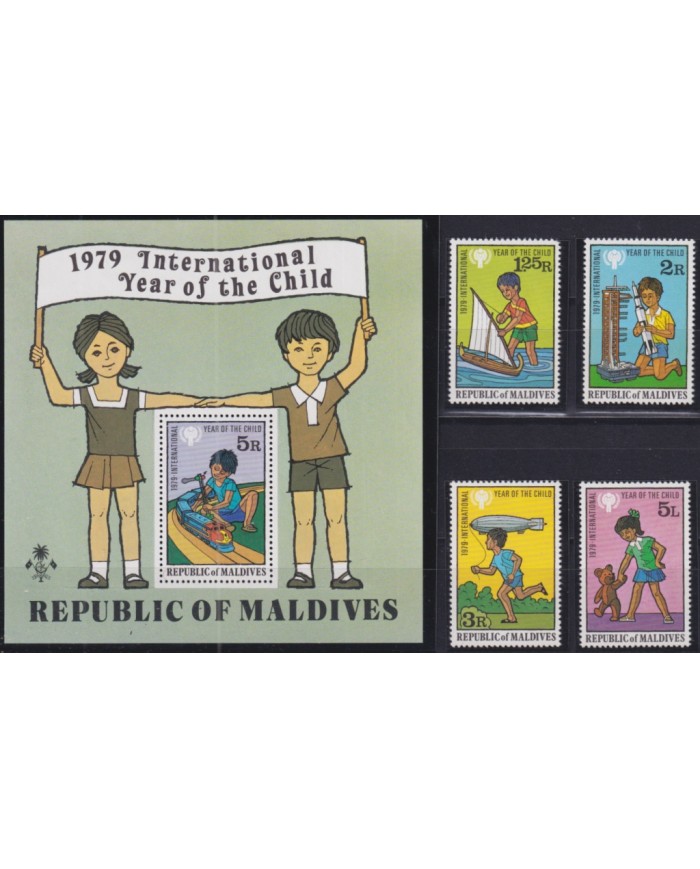 F-EX51014 MALDIVES MNH 1979 CHILD YEAR UNICEF CHILDREN DRAWING GAMES.
