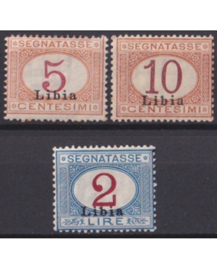F-EX49906 LIBIA ITALY COLONIES 1915 POSTAGE DUE OVERPRINT ORIGINAL GUM 50€ CATALOGUE.