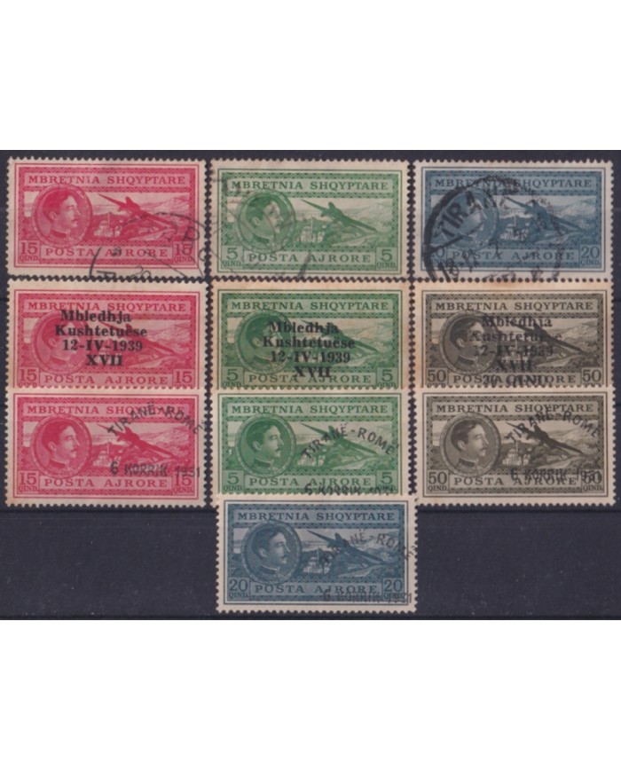 F-EX48671 ALBANIA 1930-39 AIR MAIL AVION AIRPLANE OVERPRINT FLIGHT ROME.