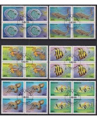 F-EX50771 TANZANIA USED 1995 MARINE WILDLIFE FISH PECES BLOCK 4.