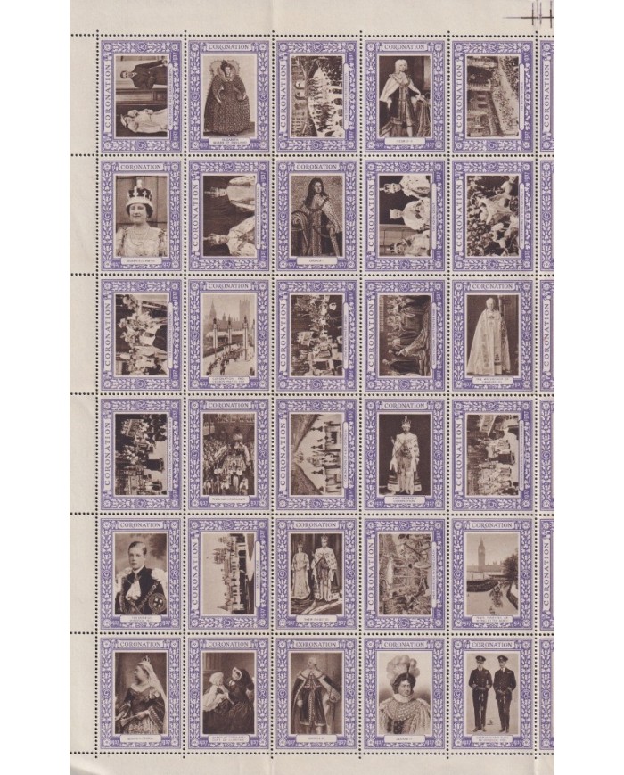 F-EX17613 UK ENGLAND CINDERELLA GEORGE VI CORONATION SHEET ORIGINAL GUM