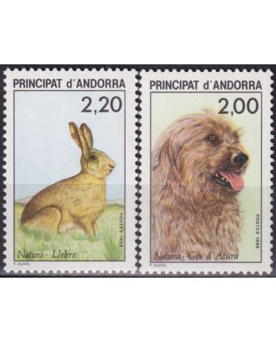 F-EX50746 ANDORRA MNH 1988 FAUNA NATURA DOG RABBIT PERROS CONEJOS LIEBRES.