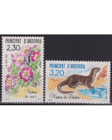 F-EX50747 ANDORRA MNH 1990 FAUNA NATURA LLUDRA FLOWER FLORES.