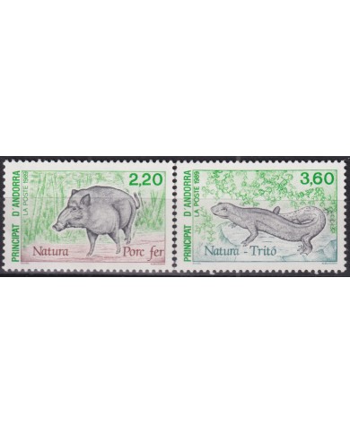 F-EX50748 ANDORRA MNH 1989 FAUNA NATURA WILD PIG TRITON LIZARD GECKO.