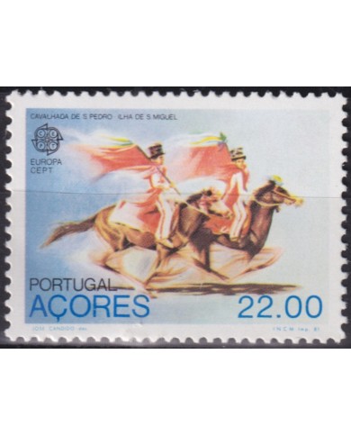 F-EX50749 PORTUGAL AZORES MNH 1981 EUROPA HORSE EQUESTRIAN.