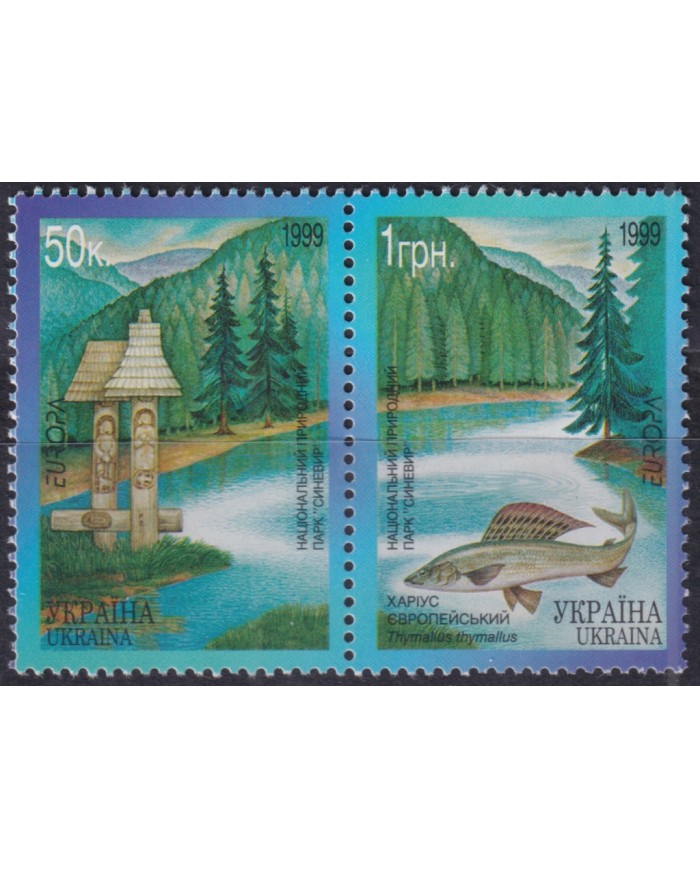 F-EX50768 UKRANIA MNH 1999 EUROPA FAUNA NATIONAL PARK FISH RIVER LAKE MOUNTAIN.