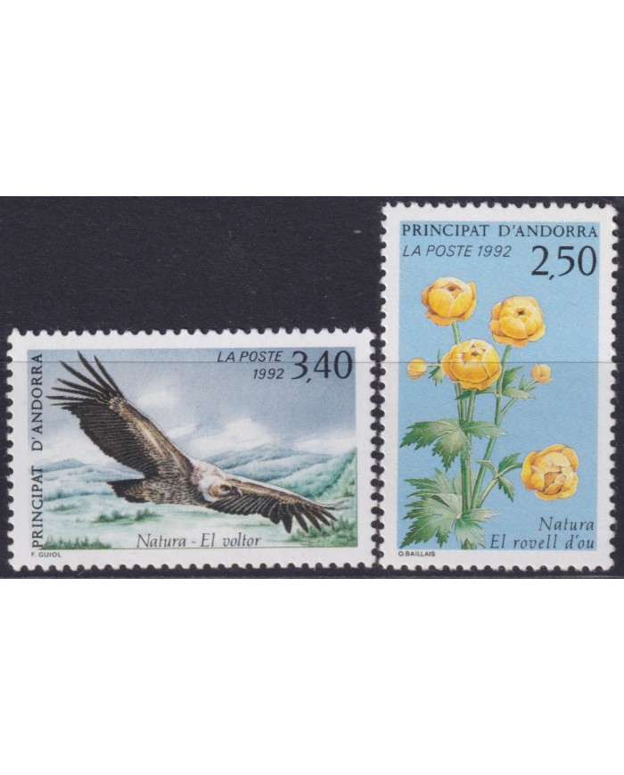 F-EX50756 ANDORRA MNH 1992 NATURE BIRD AVES PAJAROS OISEAUX CONDOR FLOWER.