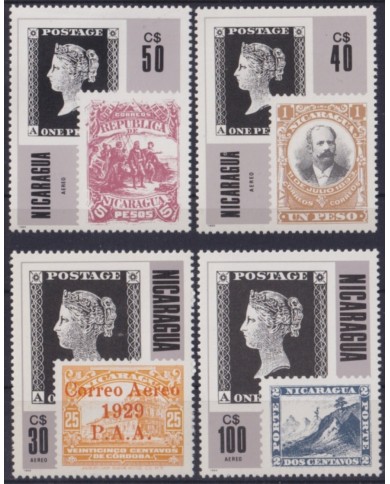 F-EX52367 NICARAGUA MNH 1986 PENNY BLACK & CLASSIC NICARAGUA STAMPS ARTUR HILL.