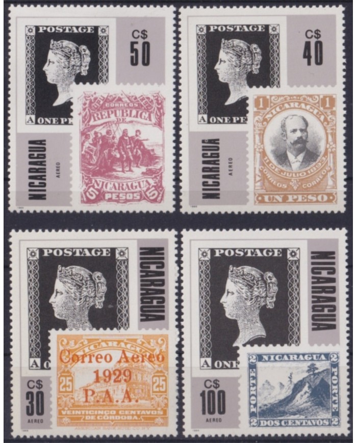 F-EX52367 NICARAGUA MNH 1986 PENNY BLACK & CLASSIC NICARAGUA STAMPS ARTUR HILL.