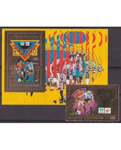 F-EX51891 CENTRAL AFRICA MNH 1982 WORLD SOCCER CHAMPIONSHIP GOLDEN EMBOSSED.