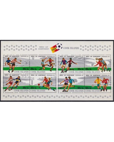 F-EX51892 COOK IS MNH 1982 SPAIN SOCCER WORLD CUP SHEET.