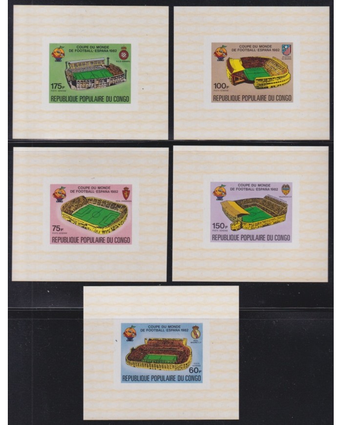 F-EX51893 CONGO MNH 1982 CHAMPIONSHIP SOCCER FOOTBALL IMPERF SHEET SET.