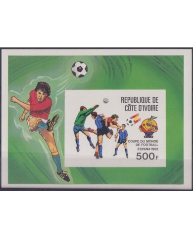 F-EX52354 YVORY COAST MNH 1982 CHAMPIONSHIP SOCCER FOOTBALL IMPERF CARDBOARD.