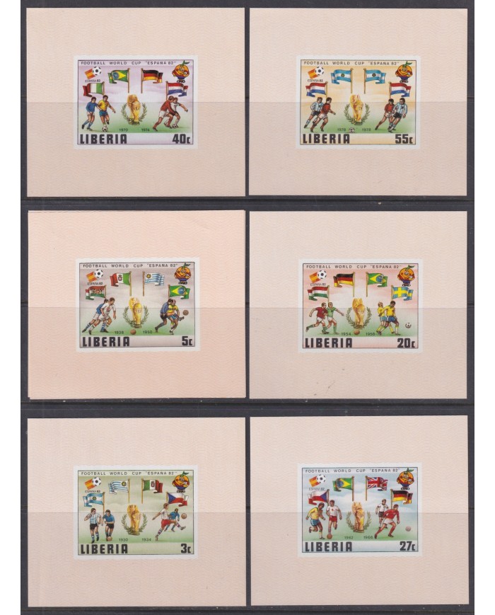 F-EX51896 LIBERIA MNH 1982 WORLD CHAMPIONSHIP SOCCER FOOTBALL IMPERF SHEET.